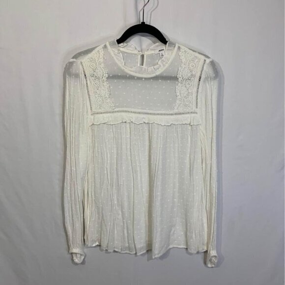 Woman’s white swing top. Long sleeve. White. Size large. Sheer detail. New condi - Picture 1 of 10